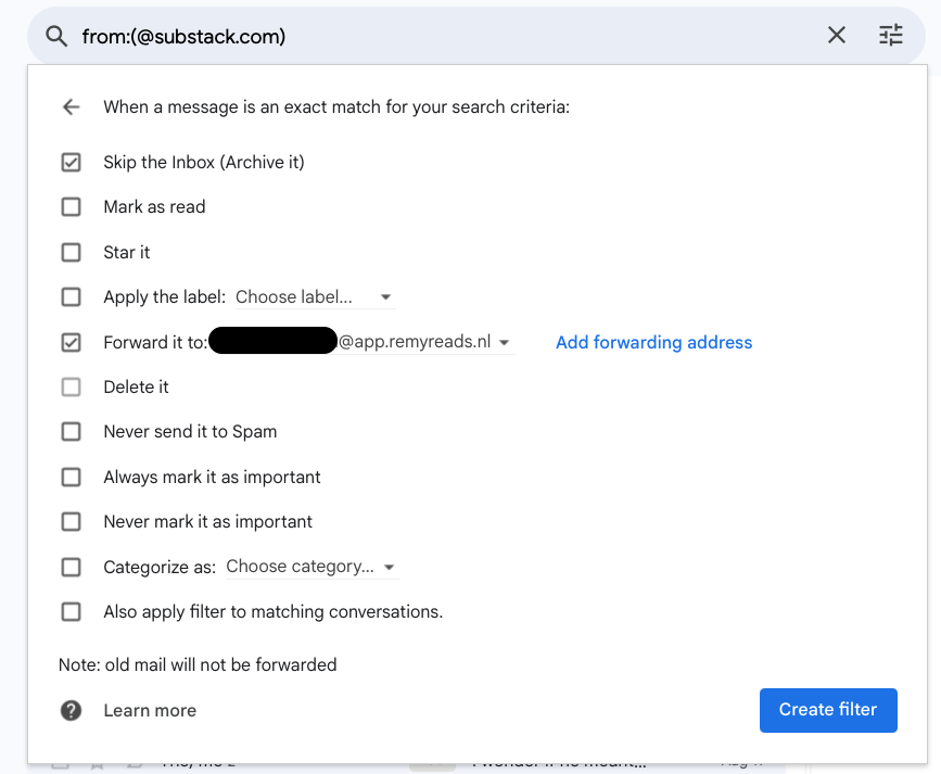 Gmail Filter Action - Forward It