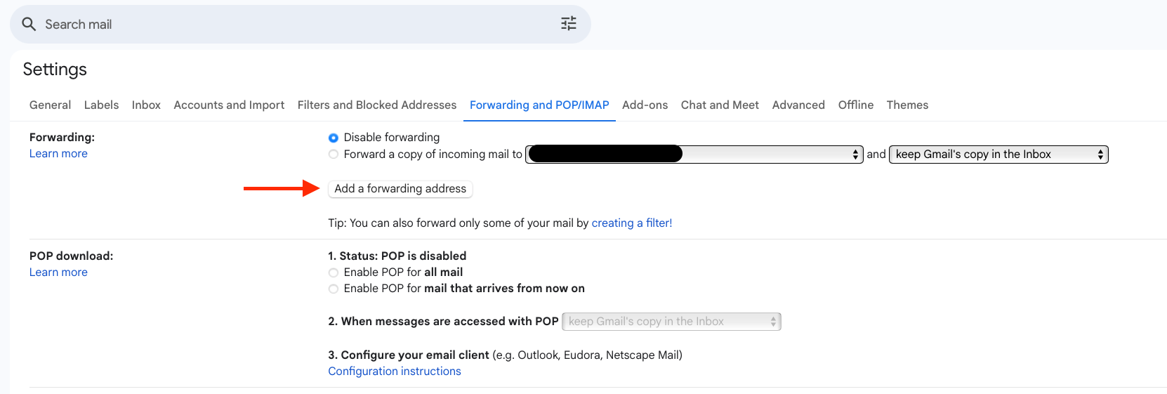 Gmail Settings - Filters and Blocked Addresses